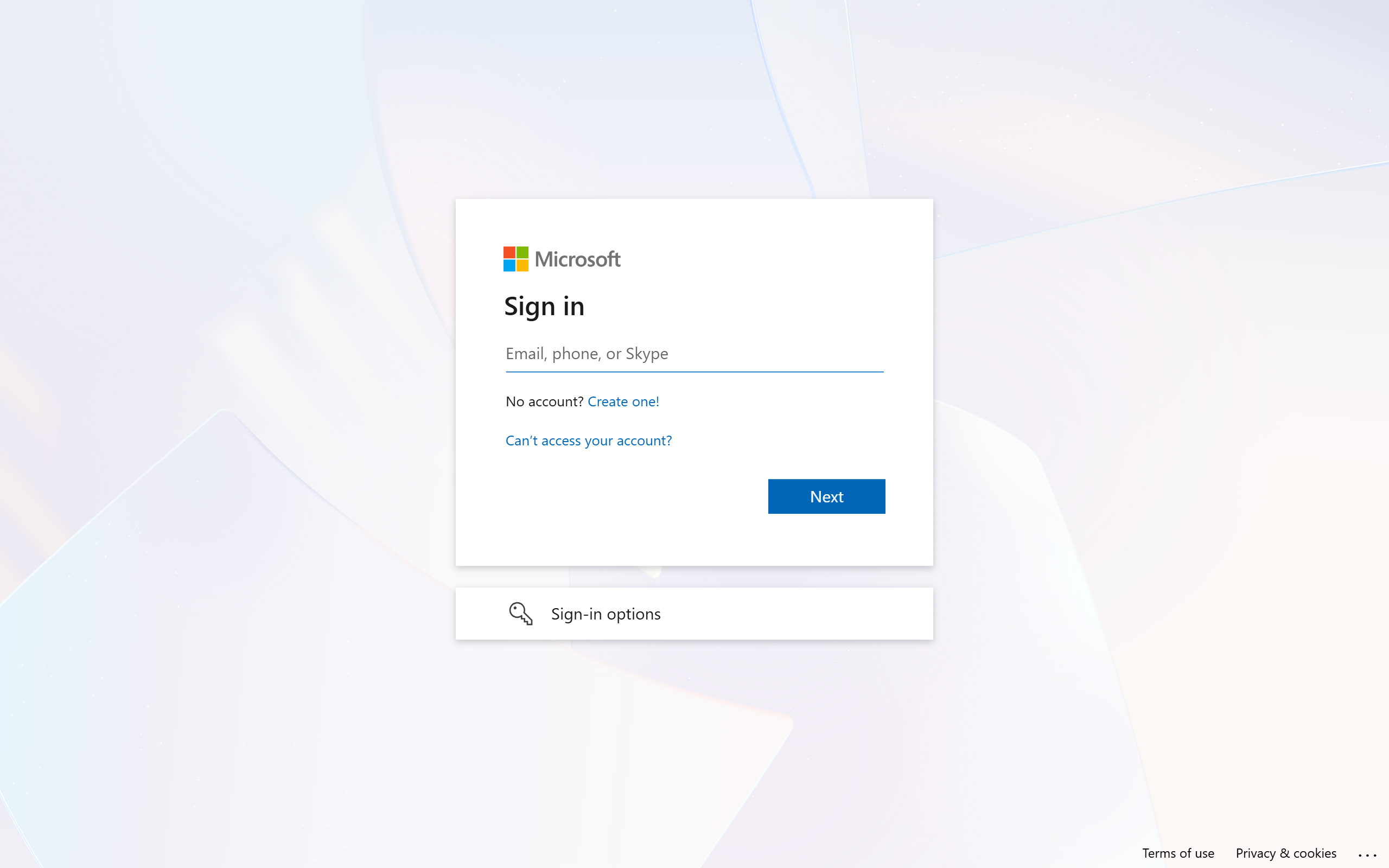 Microsoft sign-in page showing email address field
